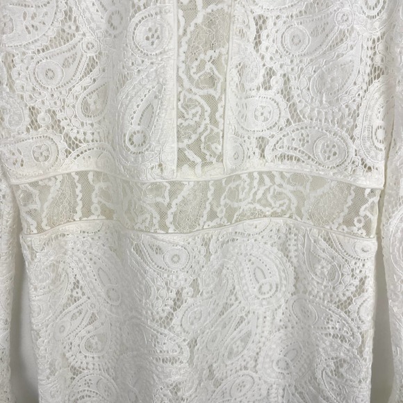 Maje Rilene Paisley Long Sleeve Guipure Lace Mini Dress White Medium New - Picture 6 of 16